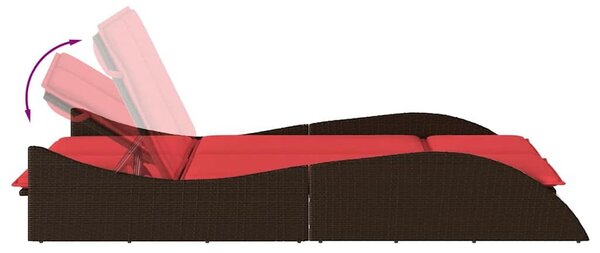 VidaXL barna polyrattan napozóágy párnákkal 114 x 205 x 73 cm