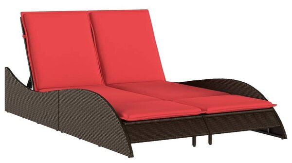 VidaXL barna polyrattan napozóágy párnákkal 114 x 205 x 73 cm