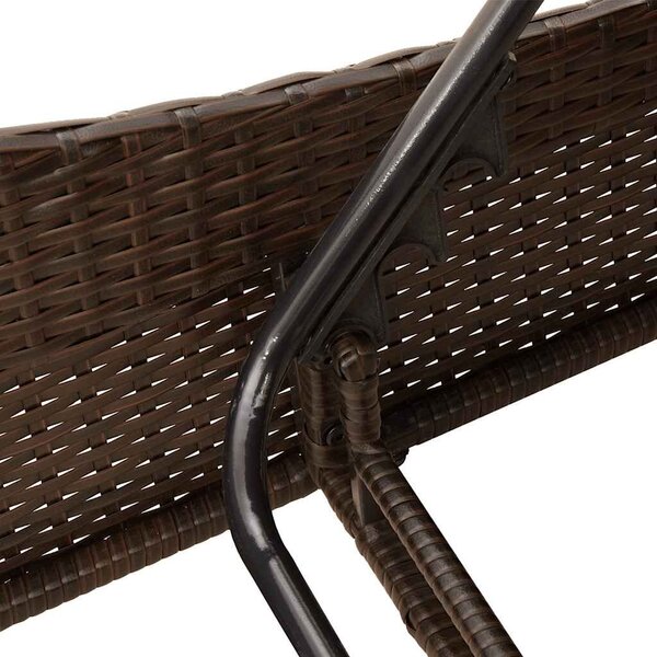 VidaXL barna polyrattan napozóágy párnákkal 114 x 205 x 73 cm