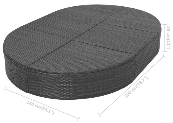 RelaxDays - Ovális Polyrattan Napozóágy - 200x140cm
