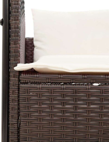 VidaXL Dupla Napozóágy - Polyrattan - Barna - 118x110x187cm