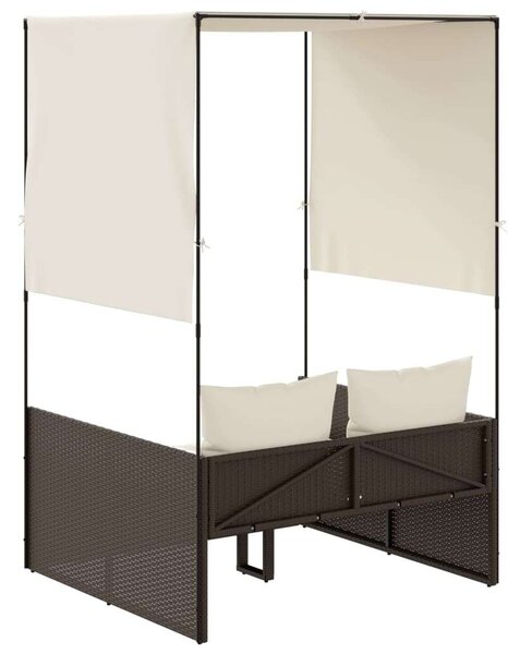 VidaXL Dupla Napozóágy - Polyrattan - Barna - 118x110x187cm