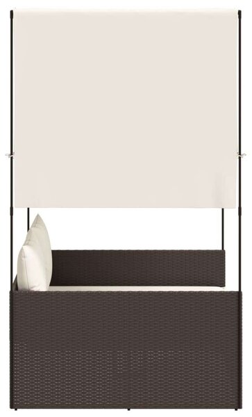 VidaXL Dupla Napozóágy - Polyrattan - Barna - 118x110x187cm