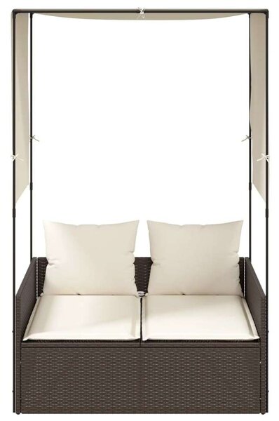 VidaXL Dupla Napozóágy - Polyrattan - Barna - 118x110x187cm