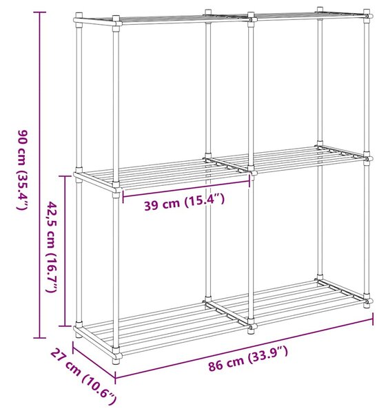 Tubular Shelf tárolóval Fehér 86 x 27 x 90 cm Alumínium