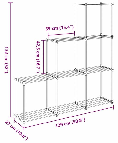 Tubular Shelf tárolóval Fehér 129 x 27 x 132 cm Alumínium