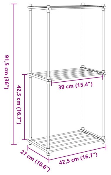 Tubular Shelf tárolóval Fehér 42.5 x 27 x 91.5 cm Alumínium