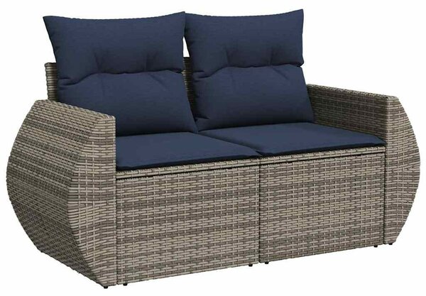 10 db szürke polyrattan kerti kanapégarnitúra párnákkal