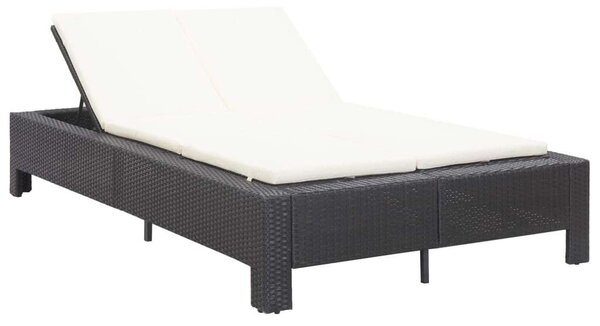 VidaXL Napozóágy - 2 személyes - Fekete Polyrattan