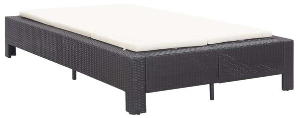 VidaXL Napozóágy - 2 személyes - Fekete Polyrattan