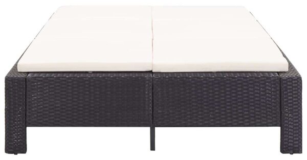 VidaXL Napozóágy - 2 személyes - Fekete Polyrattan