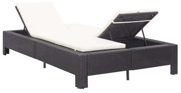 VidaXL Napozóágy - 2 személyes - Fekete Polyrattan
