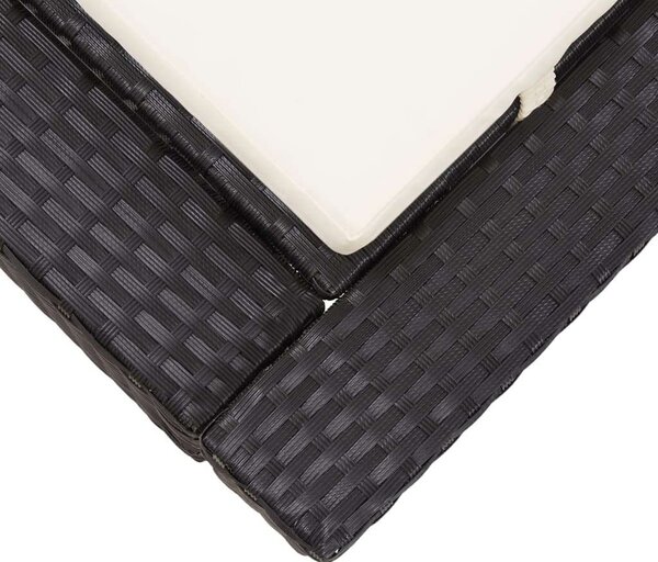 VidaXL Napozóágy - 2 személyes - Fekete Polyrattan