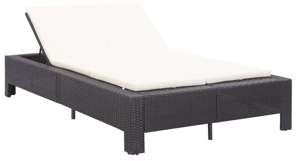 VidaXL Napozóágy - 2 személyes - Fekete Polyrattan