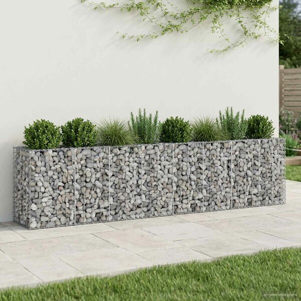 VidaXL Gabion emelt ágy 2 db 330 x 50 x 80 cm Horganyzott Acél Ezüst