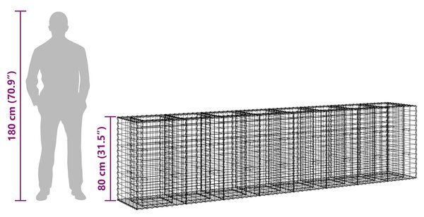 VidaXL Gabion emelt ágy 2 db 330 x 50 x 80 cm Horganyzott Acél Ezüst