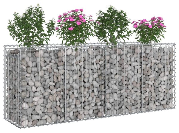 VidaXL Gabion emelt ágy 2 db 200 x 50 x 80 cm Horganyzott Acél Ezüst