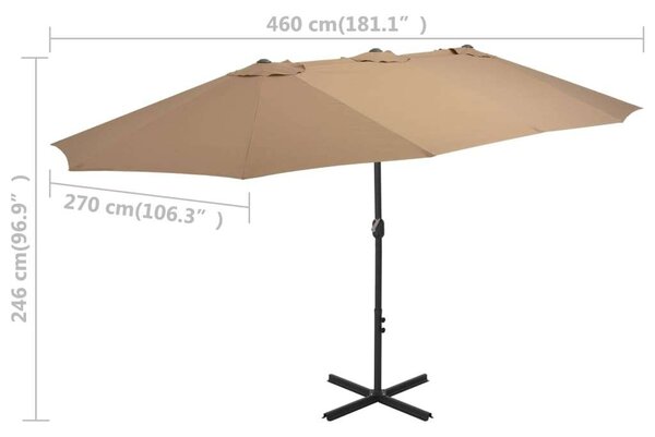 Kettős Tetős Napernyő - 460x270 cm - Alumínium - Bézs