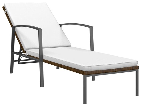 VidaXL 2 db barna polyrattan napozóágy asztallal