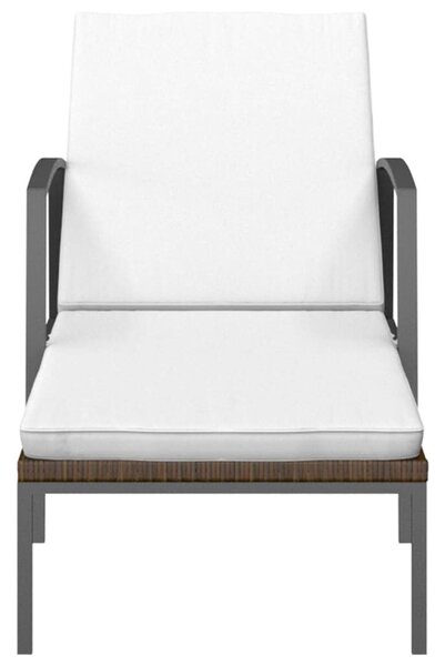 VidaXL 2 db barna polyrattan napozóágy asztallal