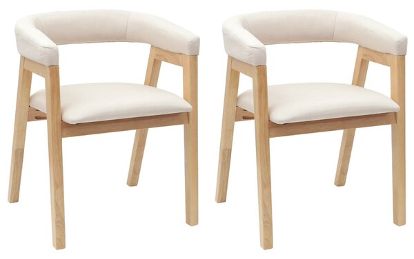 Étkező Székek 2 pcs Természetes 54 x 57 x 73 cm Tömör Gumi Fa