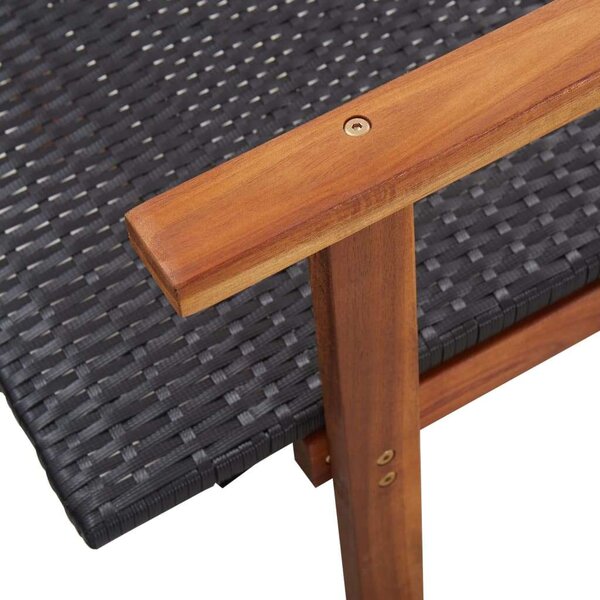 VidaXL Napozóágy - Fekete Polyrattan - Akácfa - 200cm