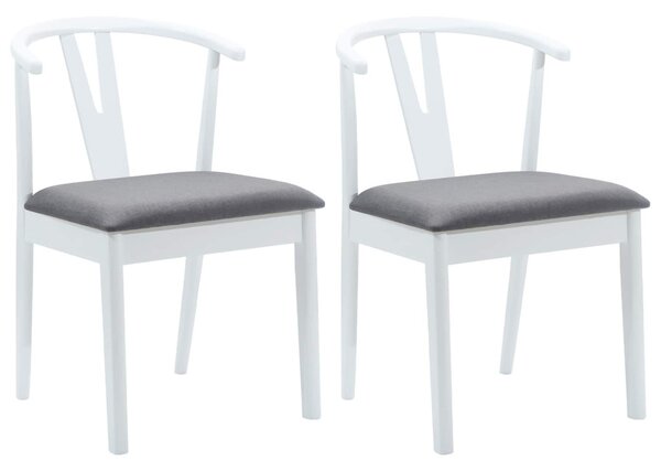 Étkezőszék 2 pcs Fehér és Szürke Tömör Gumi Fa