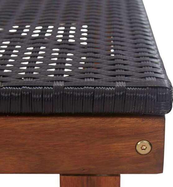 VidaXL Napozóágy - Fekete Polyrattan - Akácfa - 200cm