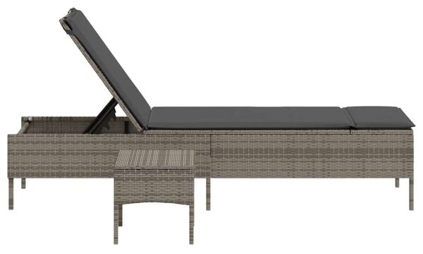 VidaXL Napozóágy - Szürke Polyrattan - 198cm