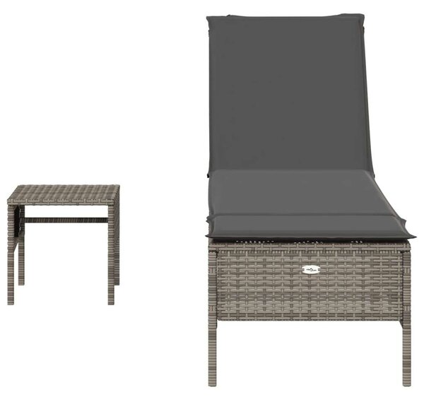 VidaXL Napozóágy - Szürke Polyrattan - 198cm
