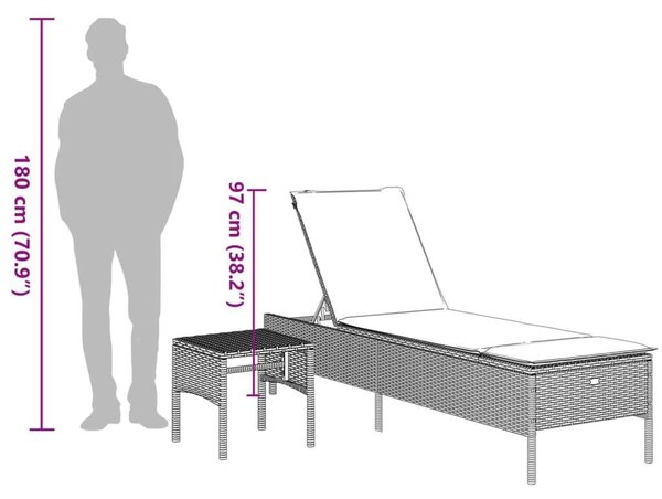 VidaXL Napozóágy - Szürke Polyrattan - 198cm