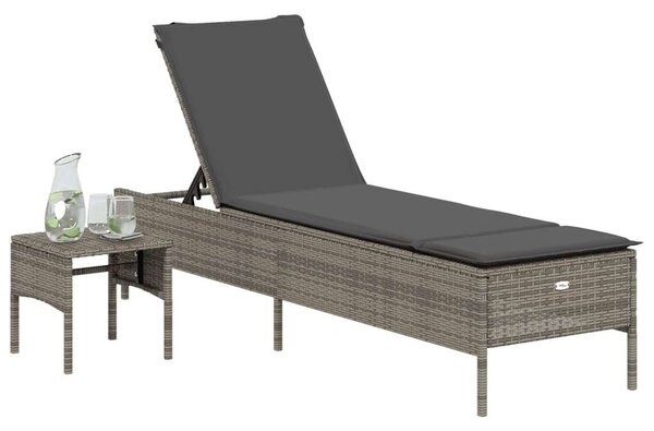 VidaXL Napozóágy - Szürke Polyrattan - 198cm