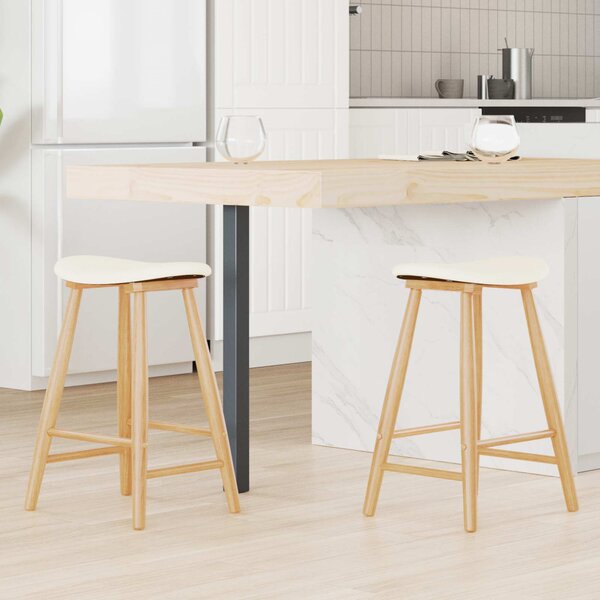 Étkező Székek 2 pcs Természetes 46 x 37 x 63 cm Tömör Gumi Fa