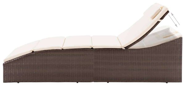 VidaXL Napozóágy - Barna Polyrattan - 192cm