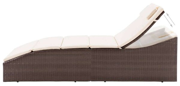 VidaXL Napozóágy - Barna Polyrattan - 192cm