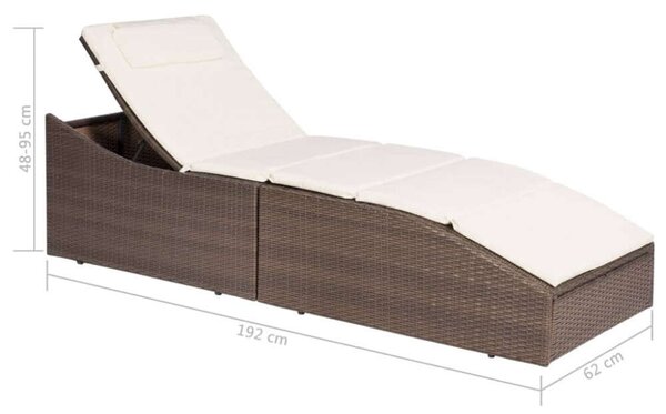 VidaXL Napozóágy - Barna Polyrattan - 192cm