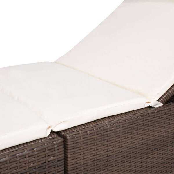 VidaXL Napozóágy - Barna Polyrattan - 192cm