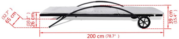 VidaXL Napozóágy Szett - 2 db + Asztal - Fekete Polyrattan