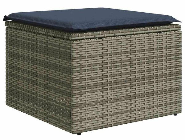 10 db szürke polyrattan kerti kanapégarnitúra párnákkal