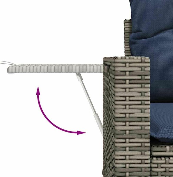 10 db szürke polyrattan kerti kanapégarnitúra párnákkal