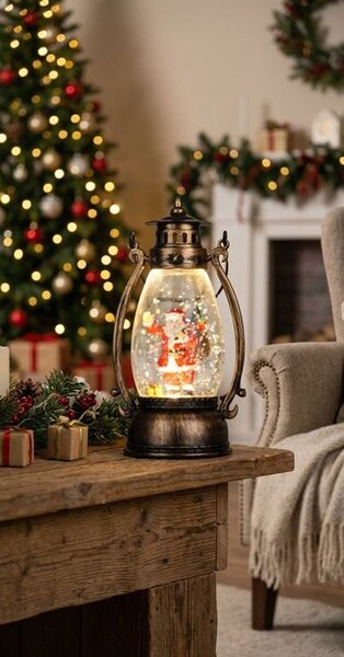 Lámpás MagicHome Vianoce, Mikulás, műanyag, 1xLED meleg fehér, 8x6.5x14 cm, 3xLR44