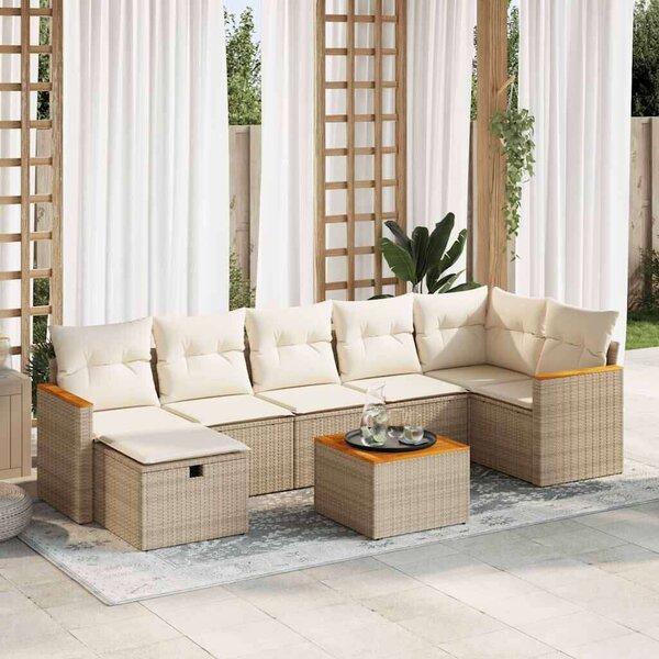VidaXL Polyrattan Kerti Ülőgarnitúra - 8 részes - Bézs