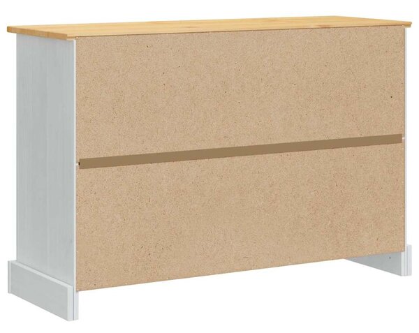 Tárolódobozok fiókkal Fehér 112 x 40 x 75 cm Tömör fenyőfa