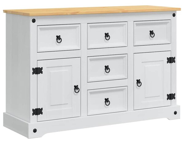 Tárolódobozok fiókkal Fehér 112 x 40 x 75 cm Tömör fenyőfa