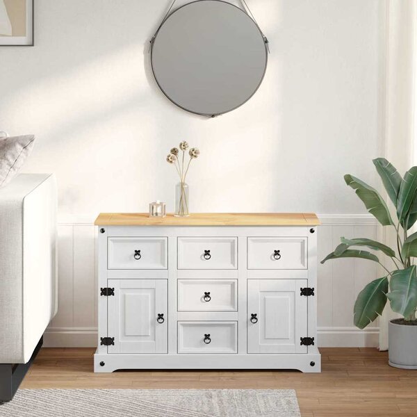 Tárolódobozok fiókkal Fehér 112 x 40 x 75 cm Tömör fenyőfa