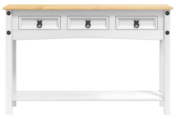 Végasztal fiókkal Fehér 114 x 34,5 x 73 cm Tömör fenyőfa