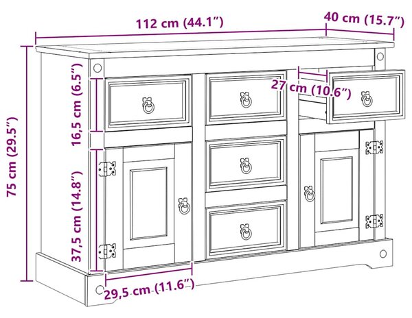 Tárolódobozok fiókkal Fehér 112 x 40 x 75 cm Tömör fenyőfa