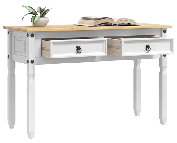 Végasztal fiókkal Fehér 115 x 46 x 73 cm Tömör fenyőfa