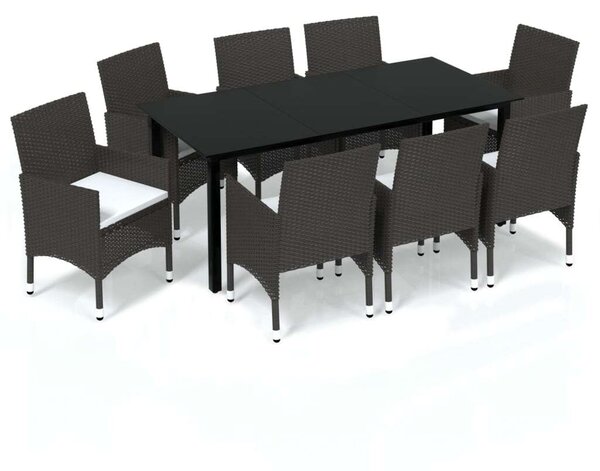 VidaXL Polyrattan Kerti Étkezőgarnitúra - 9 részes