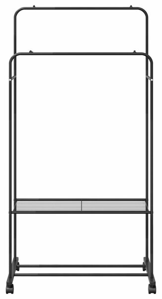 Ruhafogó polcokkal kerékkel tárolóval Fekete 80 x 53 x 156 cm